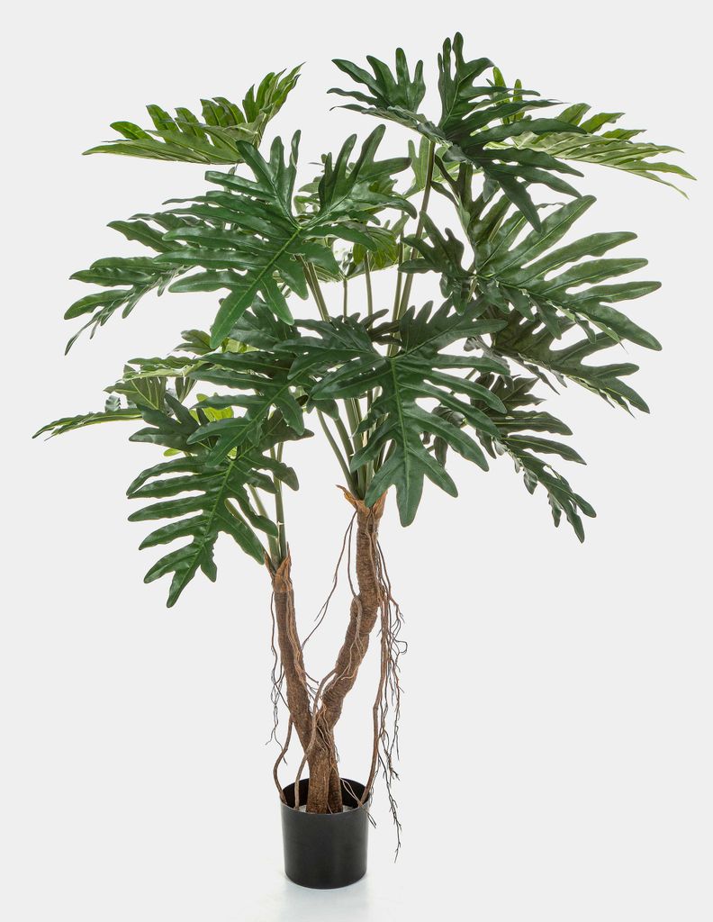 artplants.de Kunstpflanze Philodendron Selloum ORANDA, Wurzeln, 140cm - Deko Philodendron