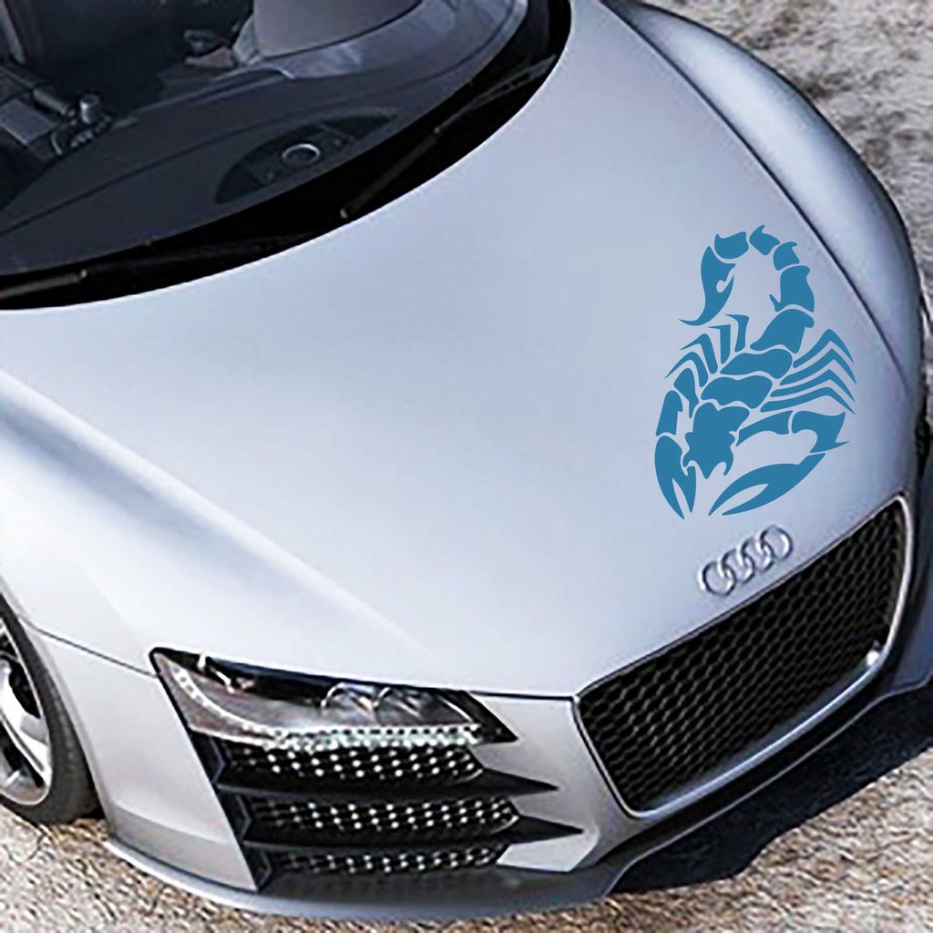 Aufkleber - Autoaufkleber "Skorpion" 90cm x 60cm hellblau - Tuning Carystyling Heckscheibe Auto