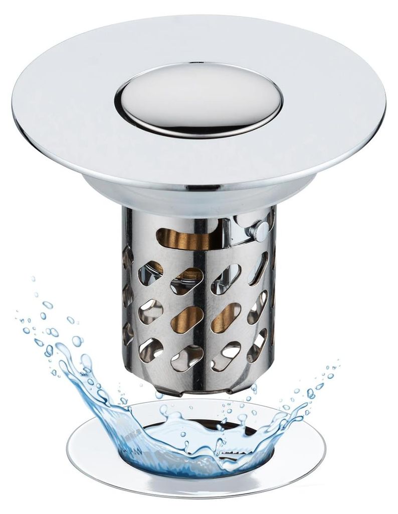 Spülbecken-Abflusssieb, 3-in-1-Pop-up-Abflussstopfen mit Sieb und herausnehmbarem Edelstahl-Filterkorb, Abflussstopfen für 28–58 mm Abflüsse, ...