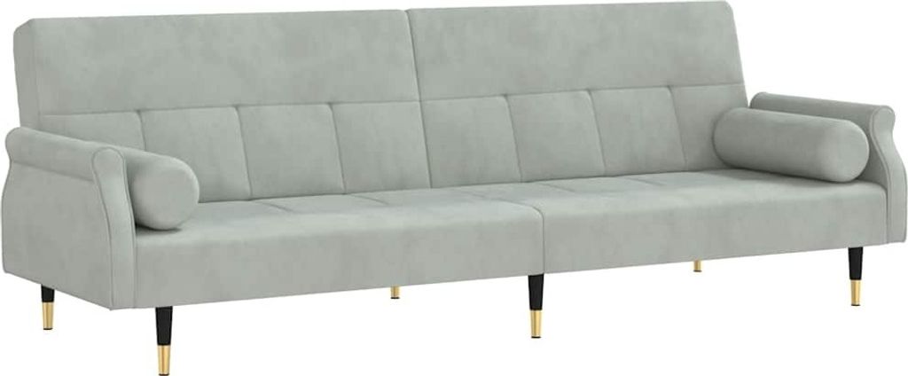 vidaXL Schlafsofa mit Kissen Hellgrau Samt
