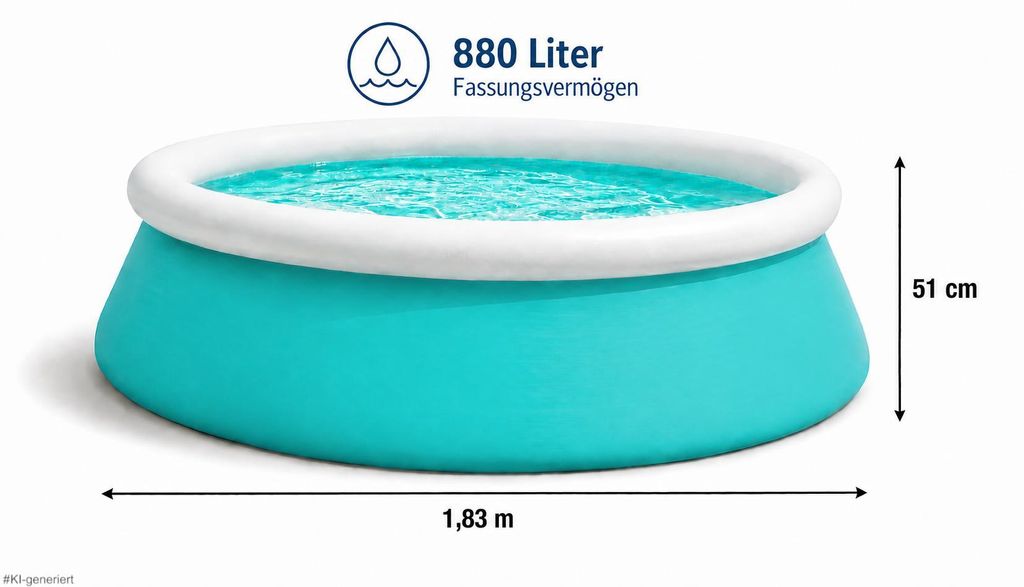 Aufblasbarer Pool Ø 183 cm x 51 cm – 880 L Fassungsvermögen Produktbild 
