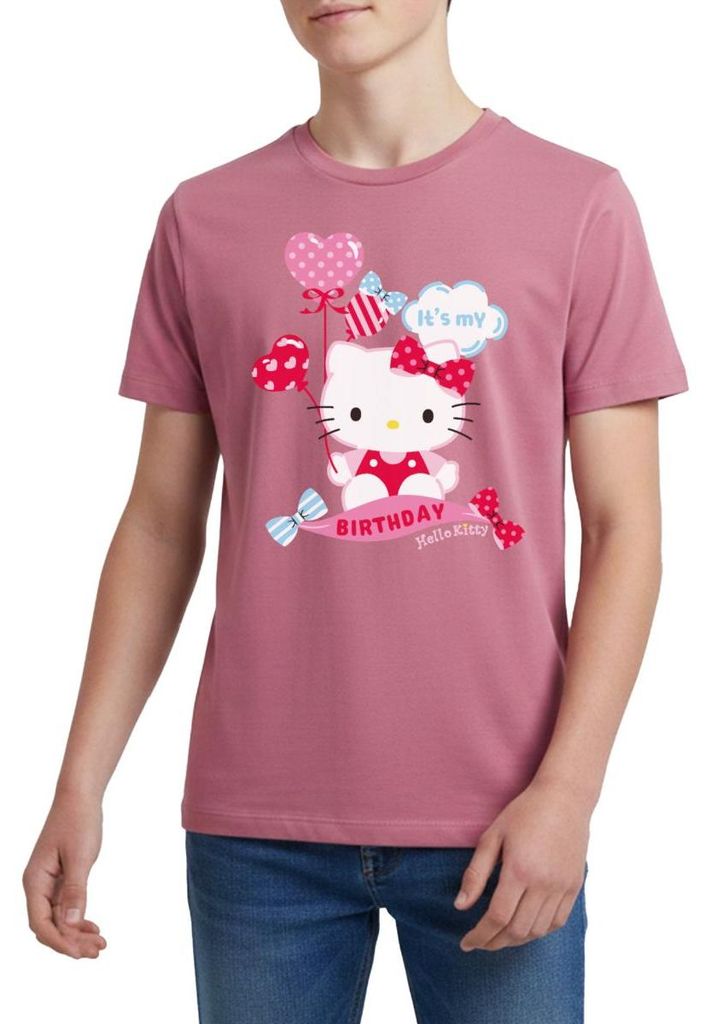 Spreadshirt Hello Kitty Mit Ballons Mein Geburtstag Teenager Premium T-Shirt, 158/164 (12 Jahre), Mauve