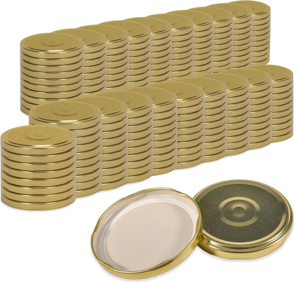 Oputec 200x Schraubdeckel TO 82 Gold – Twist Off - Ersatzdeckel für Einmachgläser - Einmachdeckel für Marmelade
