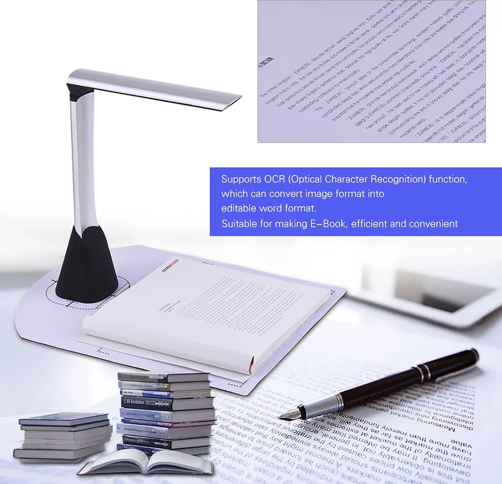 Scanner USB Portable A4 Haute Définition 5MP avec Fonction OCR Intégrée