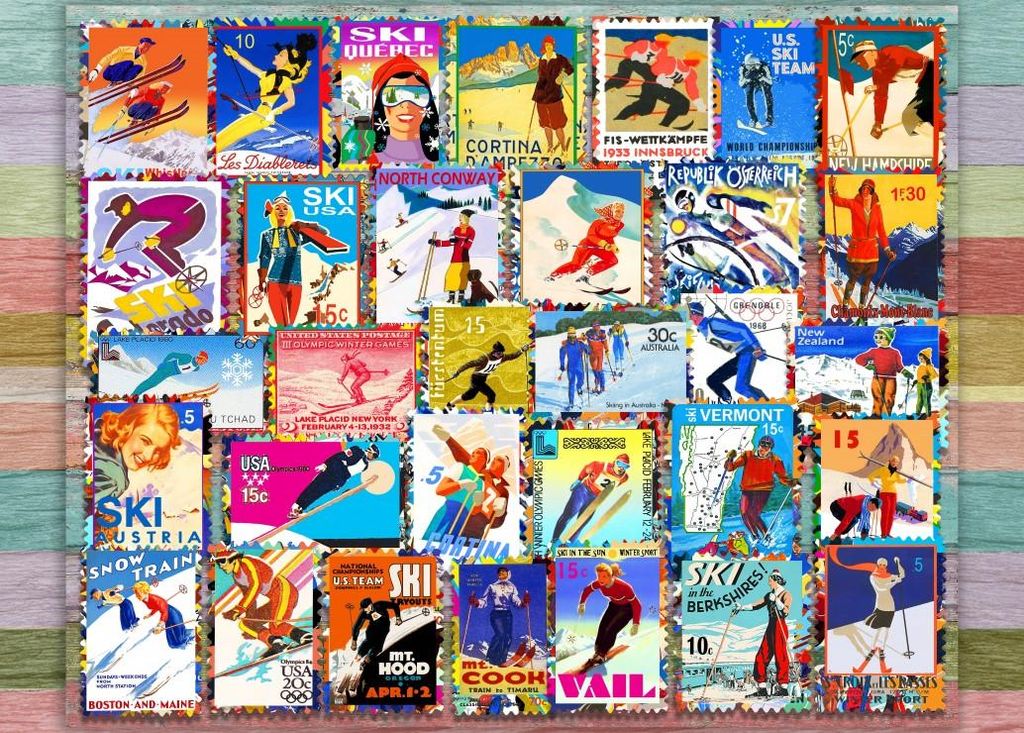 Grafika Puzzle Ski Stamp Posters - 500 Teile Puzzlespaß