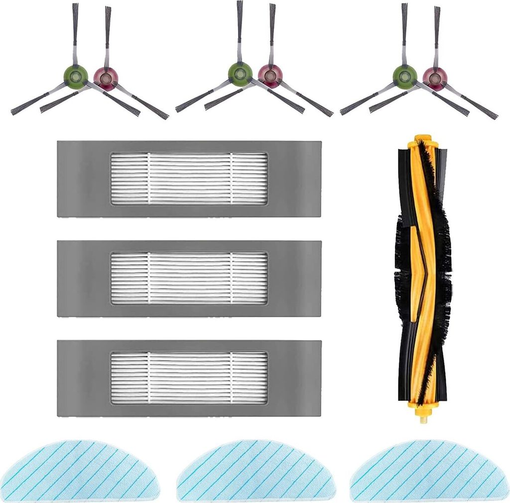 Wischtüch Bürste Filter Zubehör Ersatzteile Set für Ecovacs DEEBOT OZMO T9 T9+ Yeedi Vac 2 Pro Staubsauger Roboter (13 Stück)