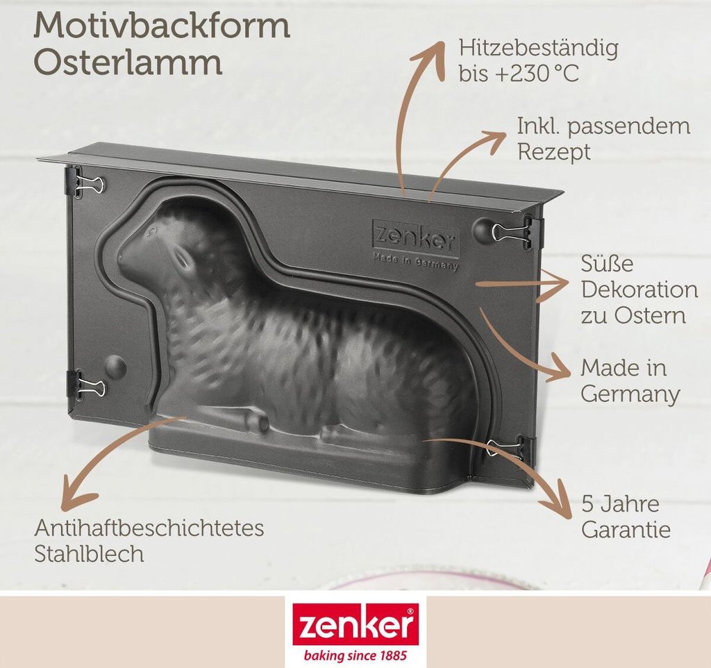 Zenker Backform "Lamm" 1 l Volumen, antihaft-beschichtet Produktbild 3