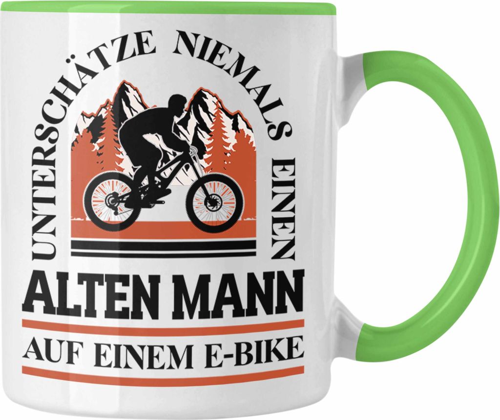 Trendation - Elektrofahrrad E-Bike Tasse mit Spruch Geschenk Ebike Lustige Geschenke Kaffeetasse Rentner (Grün)