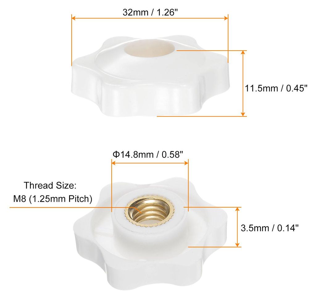 10 Stš¹ck Sterngriffmutter M8 Flš¹gelmuttern mit Gewinde, R?ndelmutter Handgriff Durchgangsloch Klemmmutter 32mm Spannknopf fš¹r Werkzeugmasc...