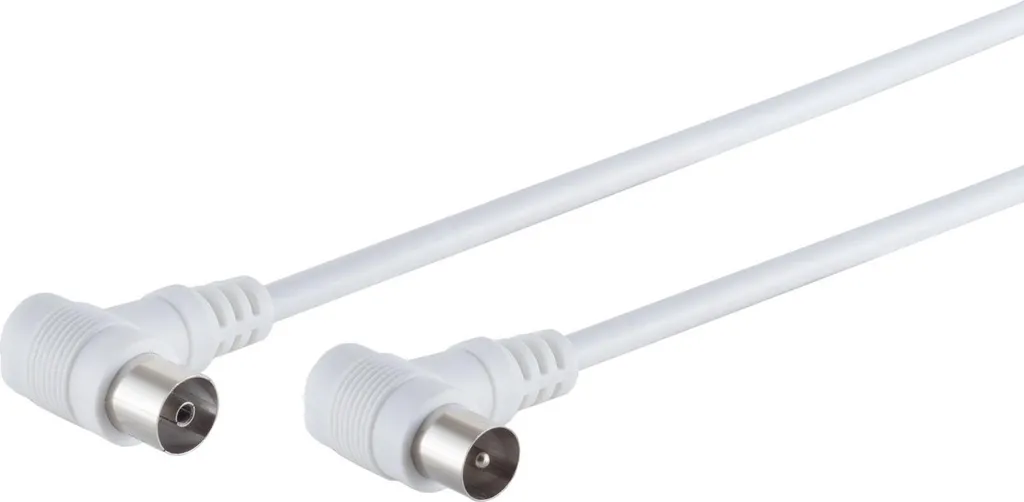 Câble d'antenne coudé 1,5m pour TV murale S/CONN blindé blanc