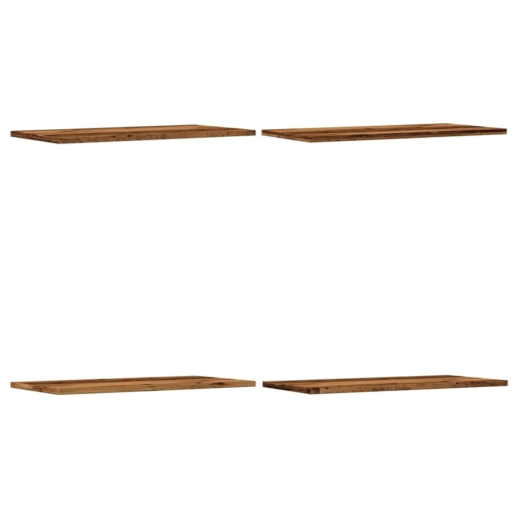 Lot de 4 étagères murales aspect vieux bois 60x30x1,5 cm robustes