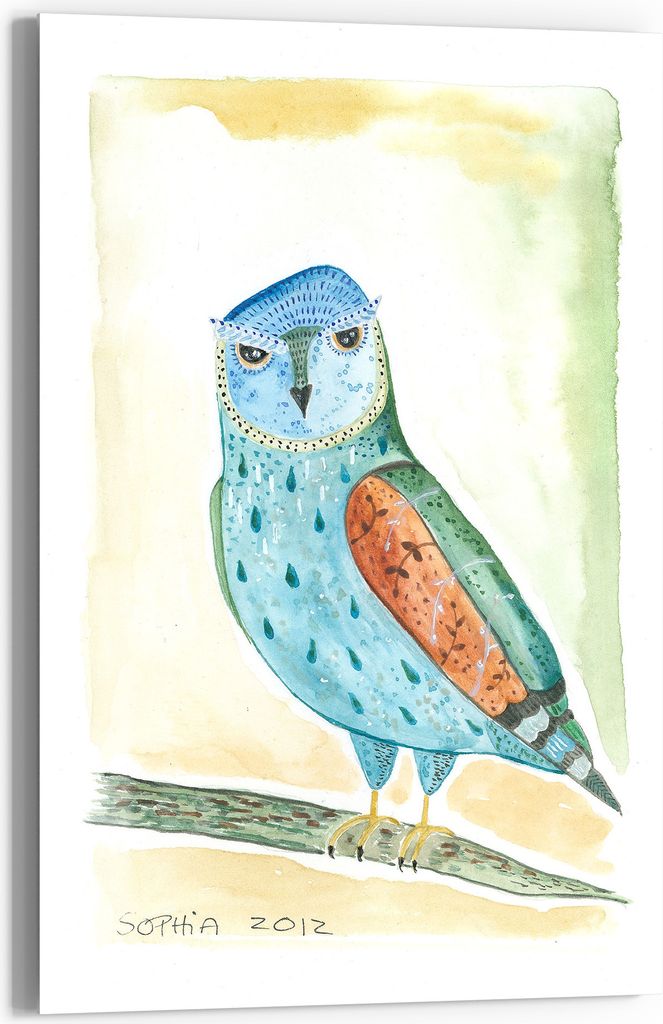 DEQOART Glasbild Echtglas 40x60 cm 'Fine Art 'owl'' Wandbild Bild modern Deko