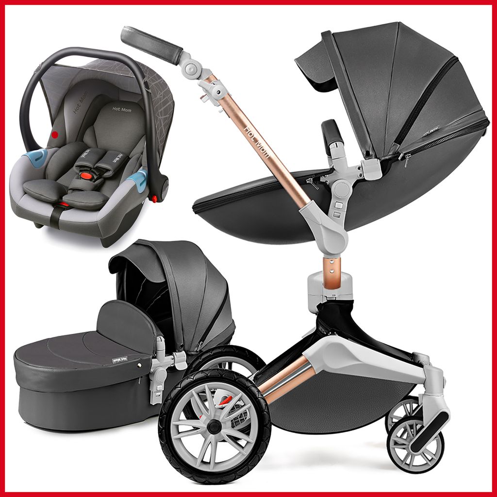 Babyschale Casiloo® Neu Grau Auto 3in1 Kombi Kinderwagen Buggy Reisebuggy inkl 