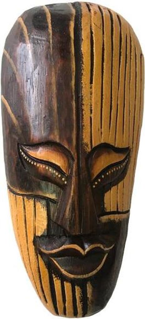 Maske Zauberer bemalt 20 cm, Holz-Maske aus Bali, Wandmaske