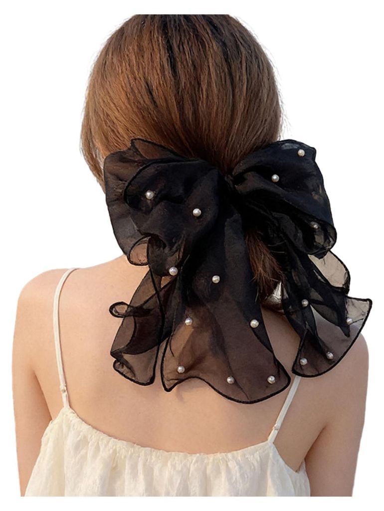 Haarspange für Mädchen, doppellagig, mit Schleife, Imitationsperlen, starker Halt, Haarnadel für den Hinterkopf, Haarstyling-Werkzeug