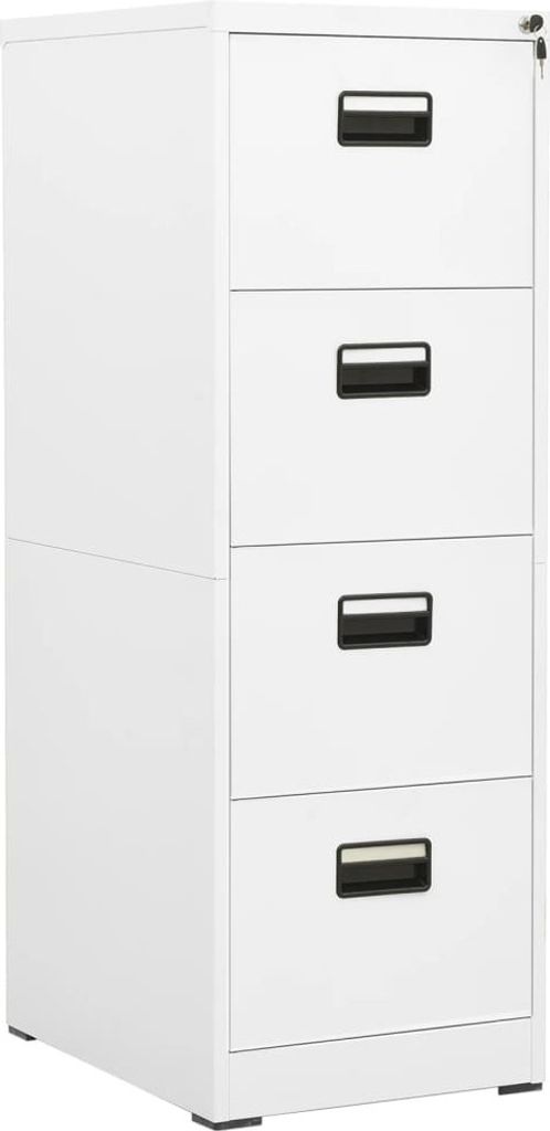The Living Store Aktenschrank Weiß 46x62x133 cm Stahl