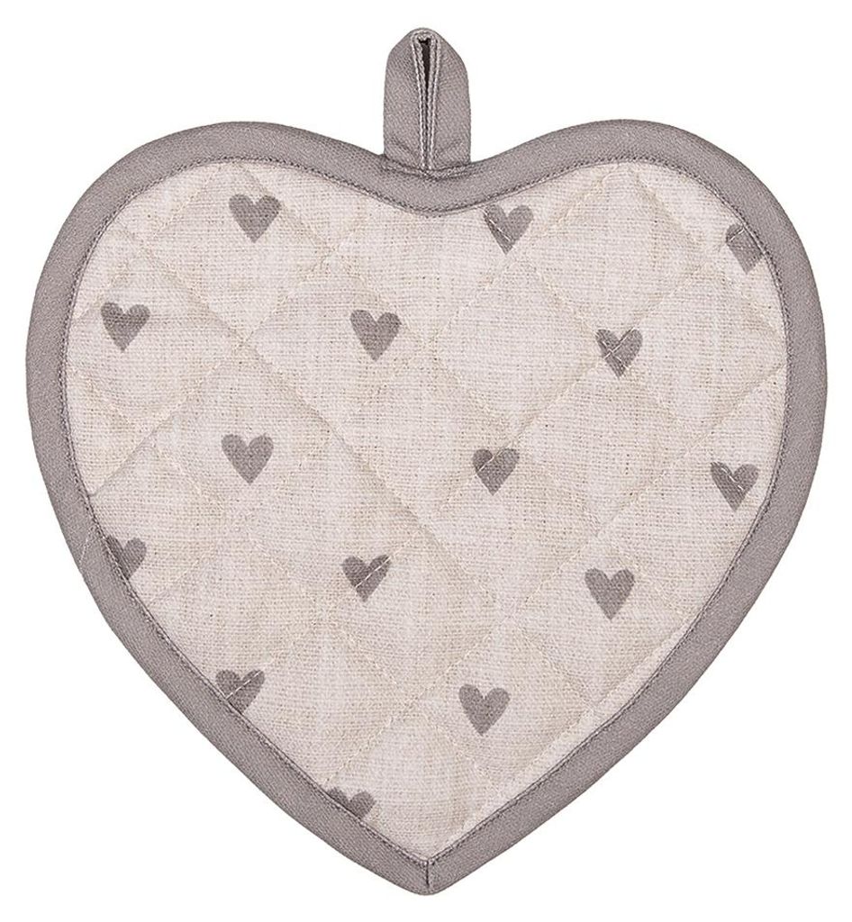 Clayre & Eef Topflappen 20x20 cm Beige Grau Baumwolle Produktbild 