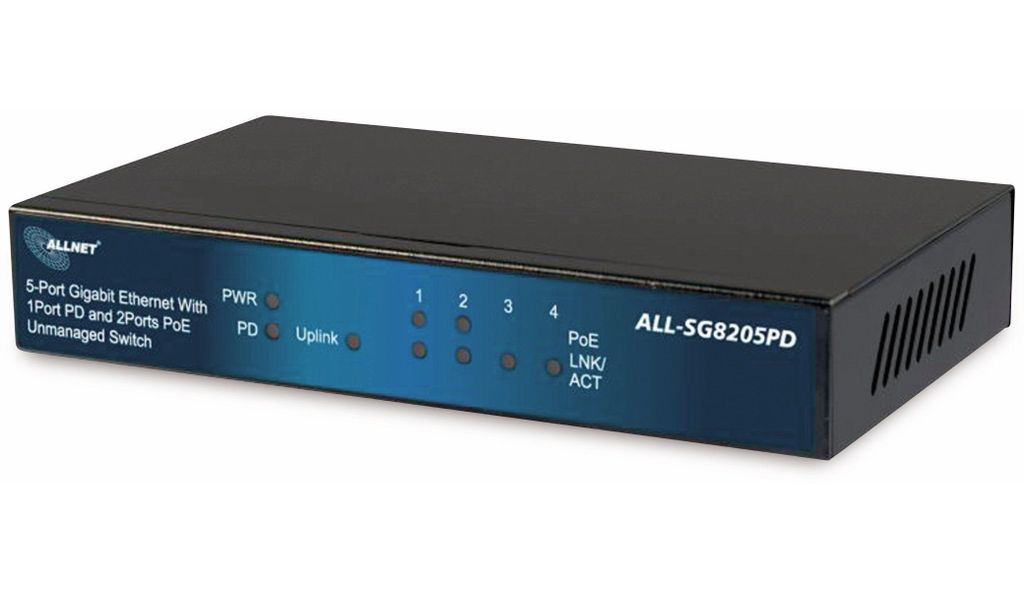 ALLNET Switch ALL-SG8205PD, unmanaged, 5-Port, Gigabit, PoE