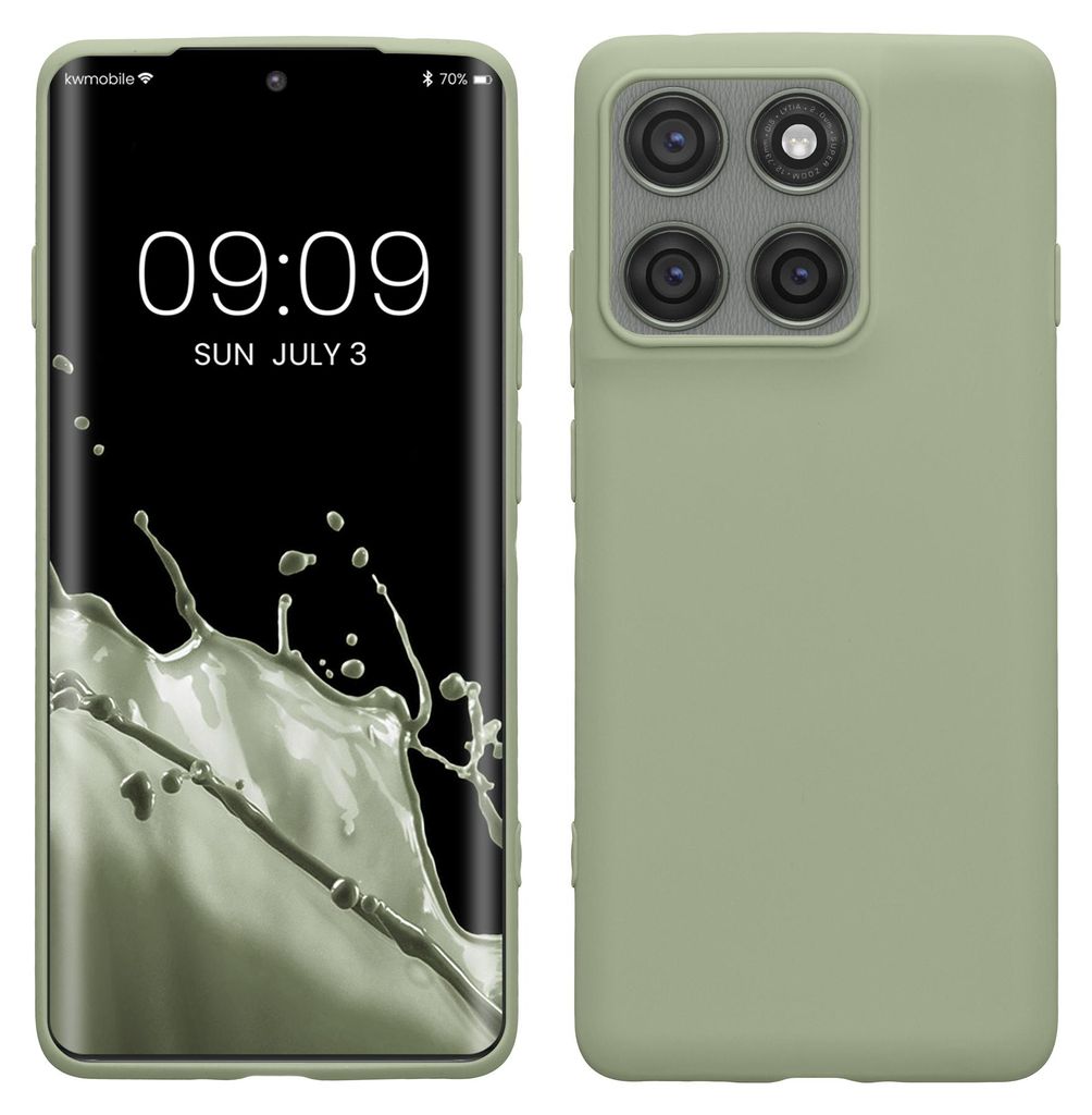kwmobile Handyhülle für Motorola Edge 60 Pro Hülle - TPU Case - Kabelloses Laden - Schutzhülle Cover in Graugrün