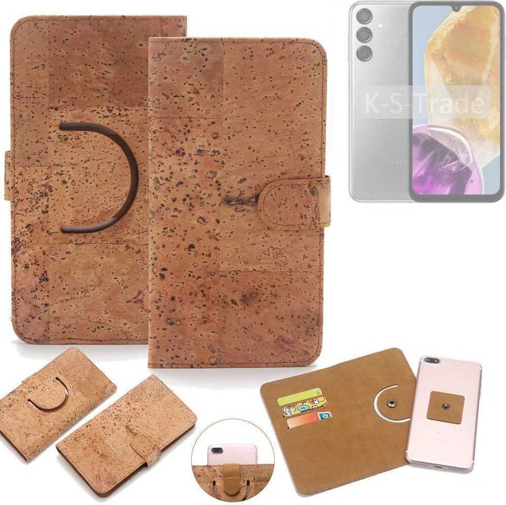 K-S-Trade Handy Hülle Schutz Hülle kompatibel mit Samsung Galaxy M15 5G Handyhülle Schutzhülle Korkhülle Kork-Hülle 1x