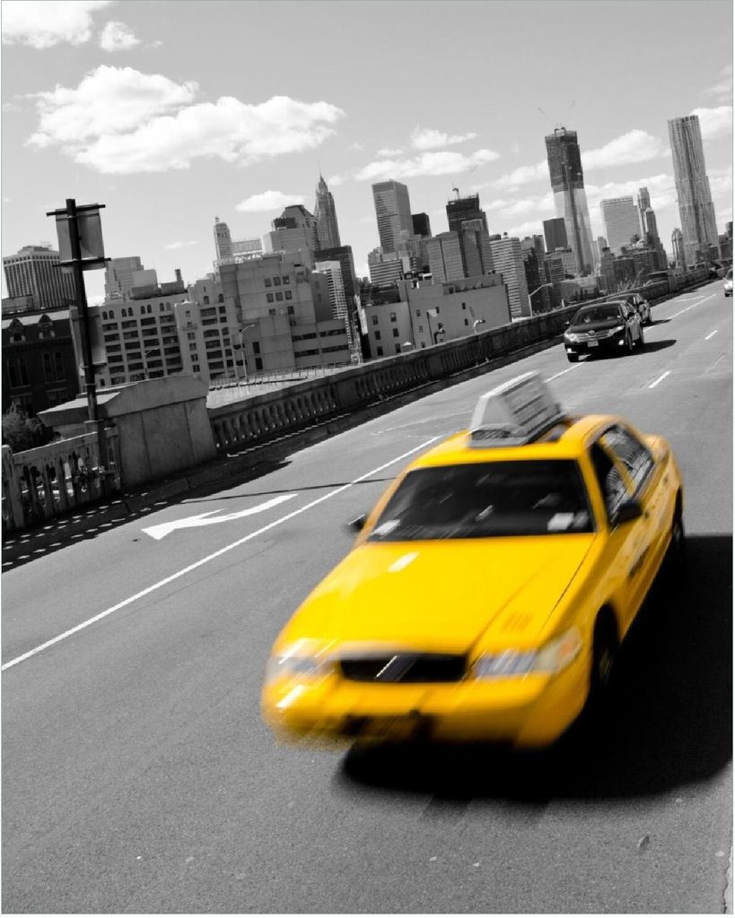 Wallario Poster - New York Yellow Taxi II, Kunstdruck Größe: 40 x 50 cm