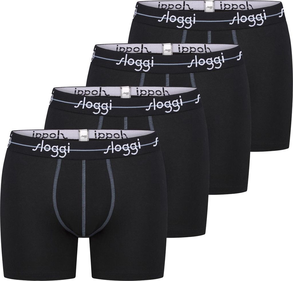 sloggi 4er Pack Start Long Short / Pant Extra weiches Taillenband, Feuchtigkeitsableitend und atmungsaktiv, Lässiges Design