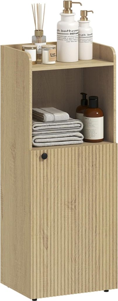 Badezimmerschrank Nischenschrank mit Schrank, offen Regal, verstellbar Regal, Badschrank, 40 x 31 x 104 cm, Gelbeiche