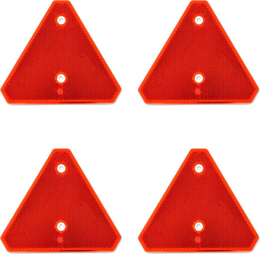 Dreieckrückstrahler | Reflektor | 140x125mm | gebohrt | Rot | 4 Stück
