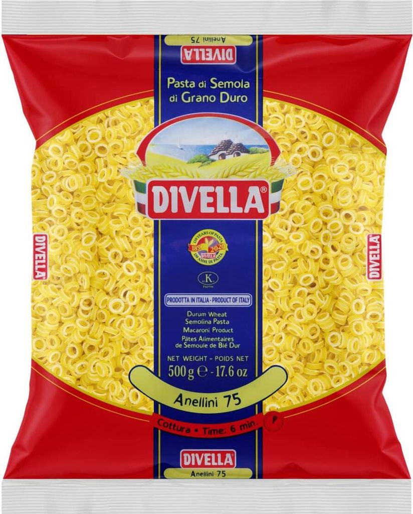 10x Pasta Divella 100% Italienisch N° 75 Anellini 500 g Produktbild 