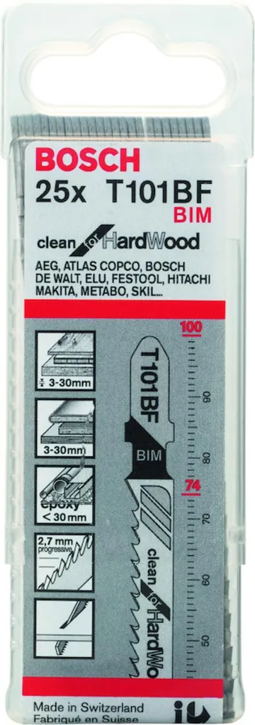 Lame per seghetto alternativo per legno duro T 101 BF, pezzi per confezione: 25