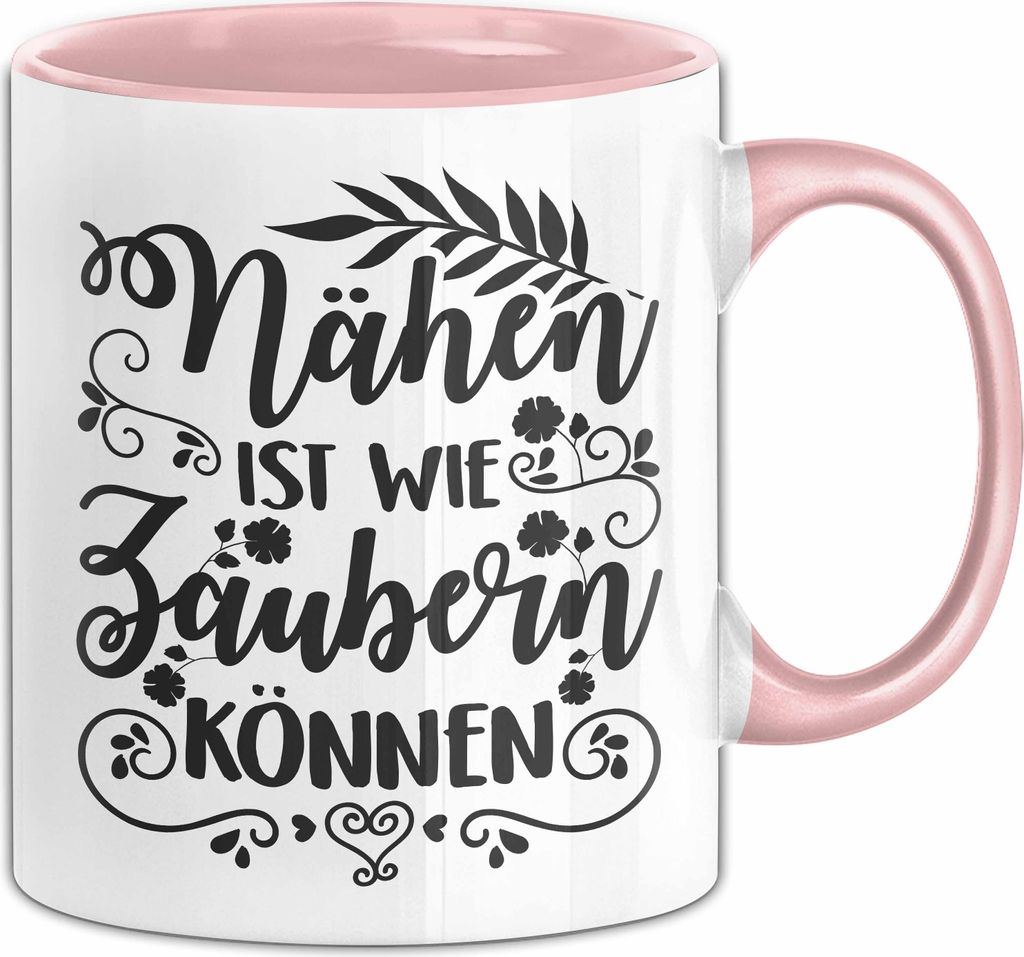 Nähen Geschenk Stricken Nähen Ist Wie Zaubern Können Tasse Geschenk Kaffee-Becher (Rosa)