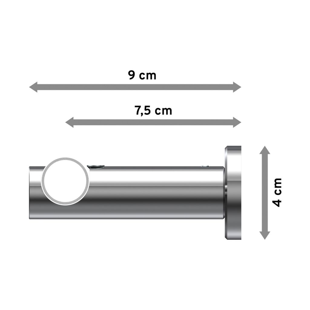 Interdeco Gardinenstange / Vorhangstange Schwarz / Chrom, Typ Platon Verano (Schräge Bicolor), 20 mm Ø 1-läufig, 440 cm