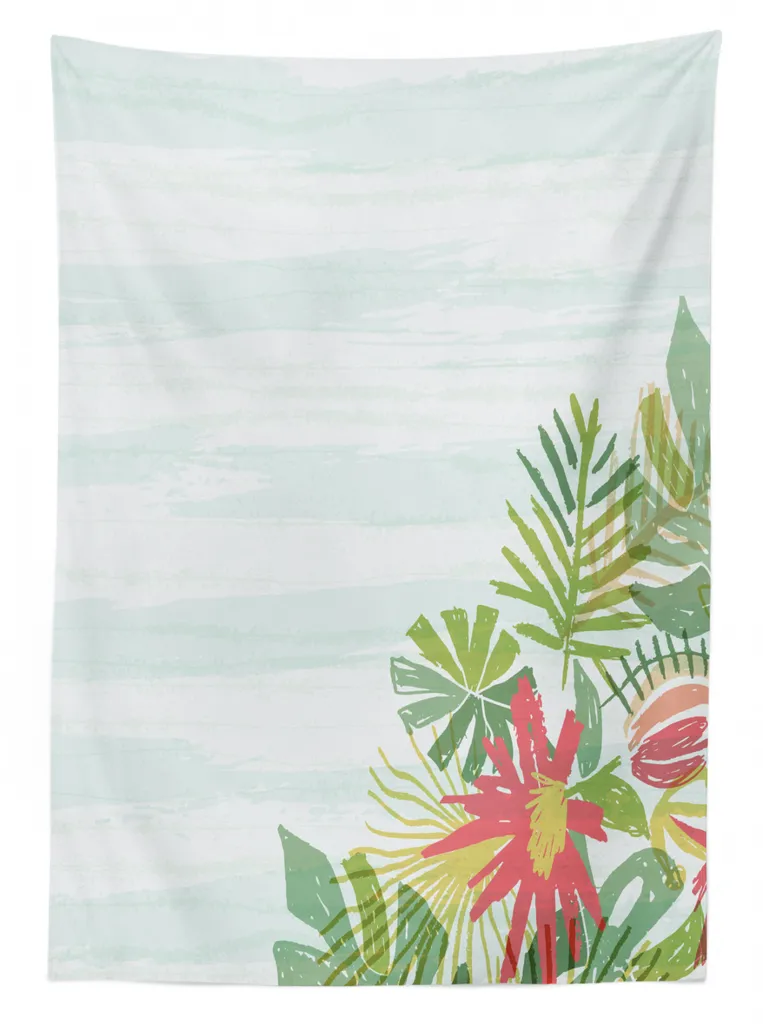 ABAKUHAUS Tropicale Tappeto da Parete e Copriletto, Palm Plumeria e