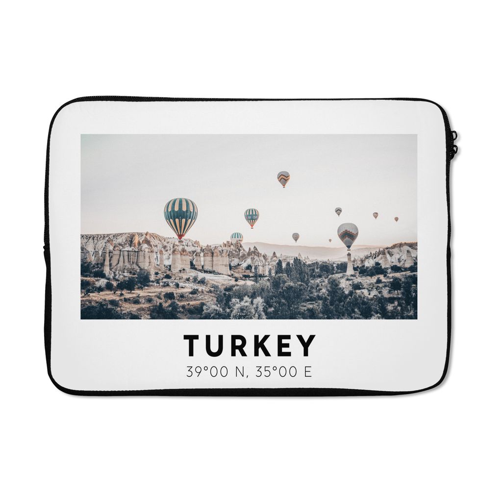 MuchoWow Laptop Hülle 13 Zoll Türkei - Kappadokien - Heißluftballon - Berge Laptoptasche - Laptophülle - Sleeve - Rundumschutz