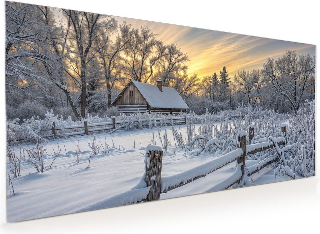 Küchenrückwand Spritzschutz Glas mit Motiv Verschneites Landhaus 40 x 40 cm