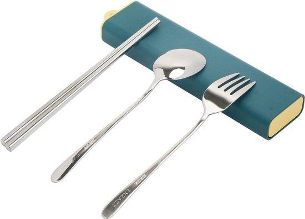 Reis-Cutlery-Set aus Stahl - Reisegeschirr - Chopsticks-Spatel-Gabel - Bento-Lunchbox - Reisegepäck