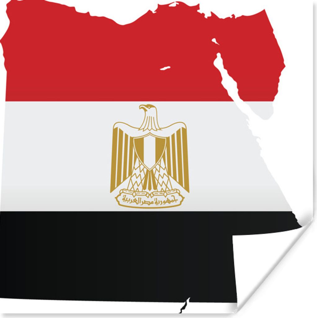 MuchoWow Poster Illustration der Karte von Ägypten mit der ägyptischen Flagge 100x100 cm - Babyzimmer