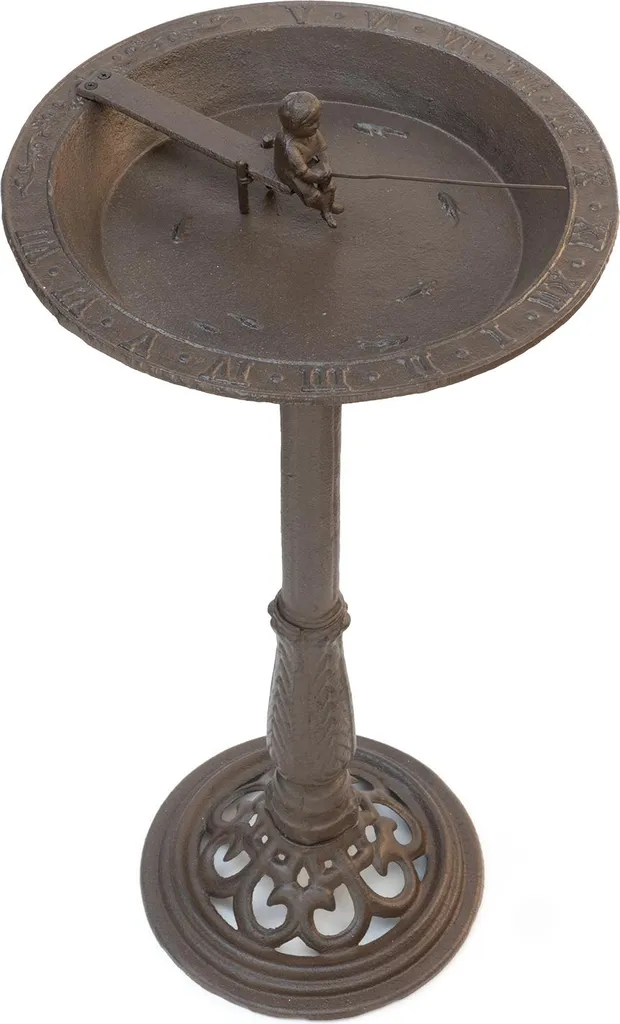 Abreuvoir oiseaux 2-en-1 Moritz en fonte 76 cm avec cadran solaire chic