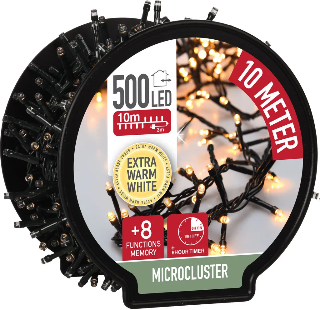 500 Micro LED Cluster 10m Bianco Caldo - Bobina Alta Densità IP44