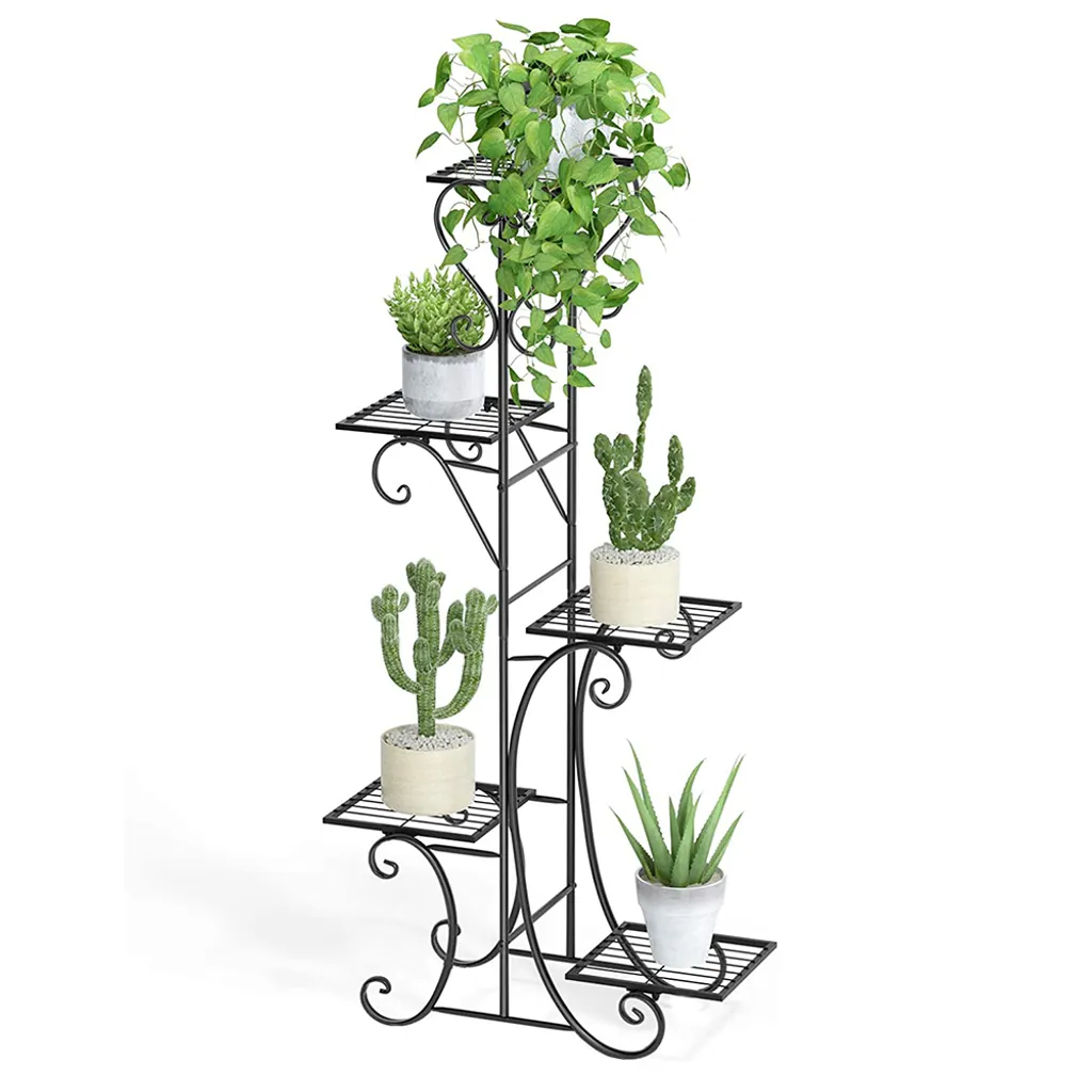 Étagère plantes pour salon support fleurs intérieur 57x22x107cm noir