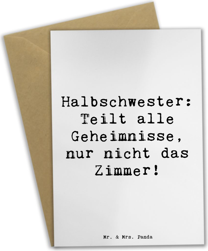 Mr. & Mrs. Panda Glückwunschkarte Spruch Halbschwester Geheimnisse - Weiß - Geschenk, weihnachtskarten, Grußkarten, eigenes Zimmer, Dankeschön,...