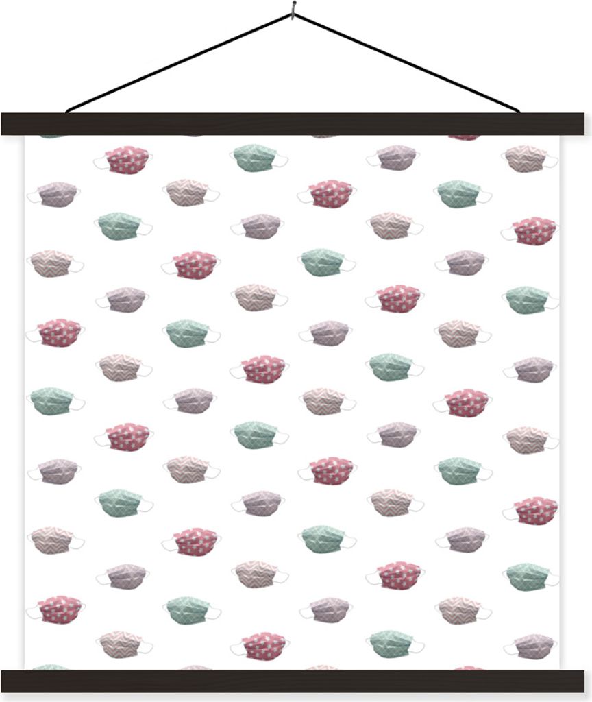 MuchoWow Textilposter Farben - Pastell - Mundschützer 90x90 cm mit schwarzem Rahmen - Magnetisches