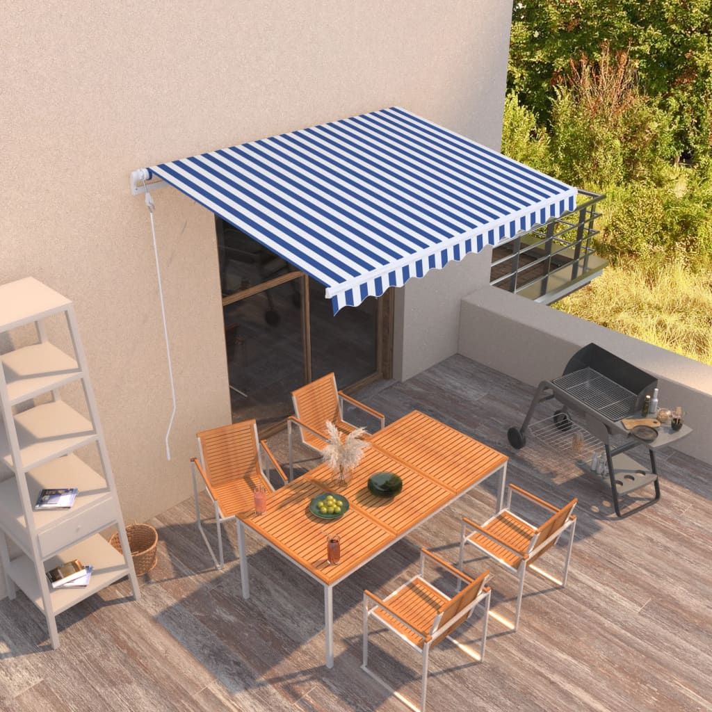 Gelenkarmmarkise Automatisch 300x250 cm Blau und Weiß , Markisen Design 2024