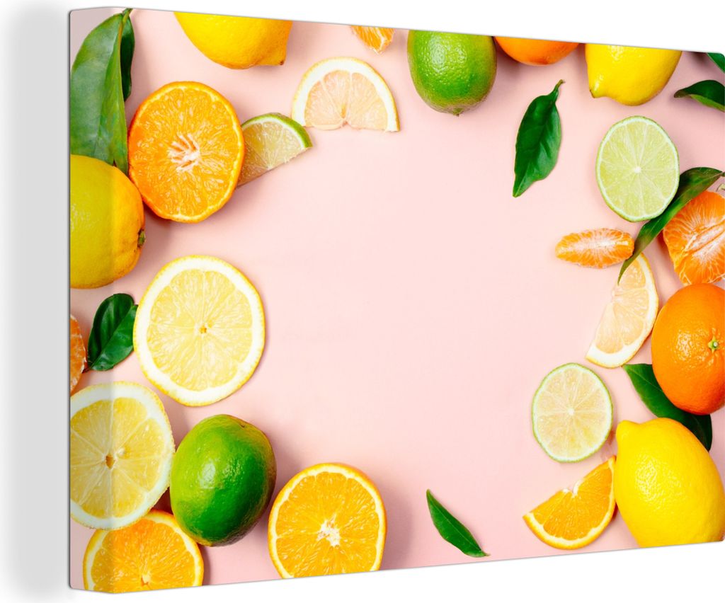 OneMillionCanvasses - Leinwandbilder - 140x90 cm, Obst - Zitrusfrüchte - Pastell, Wandbilder Kunstdruck Wanddekoration - Foto auf Leinwand - Gem...