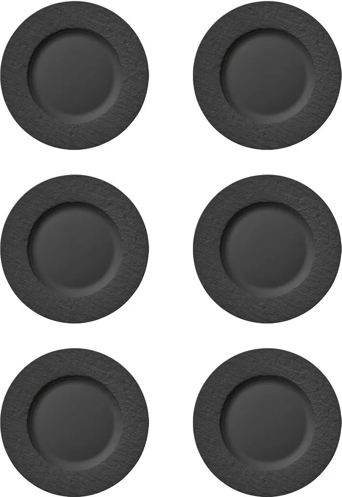 Set 6 Piatti Piani Villeroy & Boch Manufacture Rock Nero 27cm | Lusso