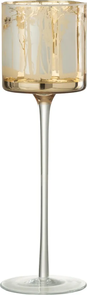 Bougeoir Arbres Doré J-Line en Verre Large avec Pied Stable Ø 9 cm