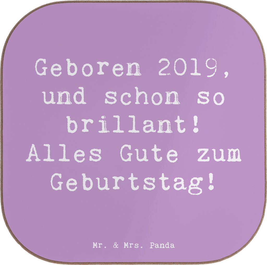 Mr. & Mrs. Panda Untersetzer für Gläser Spruch 2019 Geburtstag - Lavendeltraum - Geschenk, Geburtstagsgeschenk, Holzuntersetzer, liebevolle Botsc...
