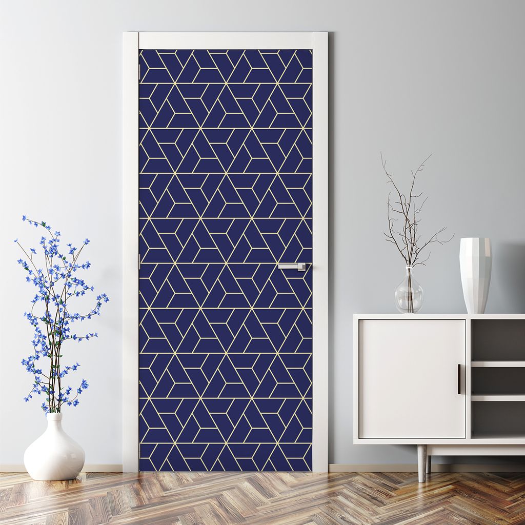 Dekorative Türdekoration selbstklebend Klebefolie Tür Tattoo Aufkleber Geometrisches Muster 77 x 200 cm