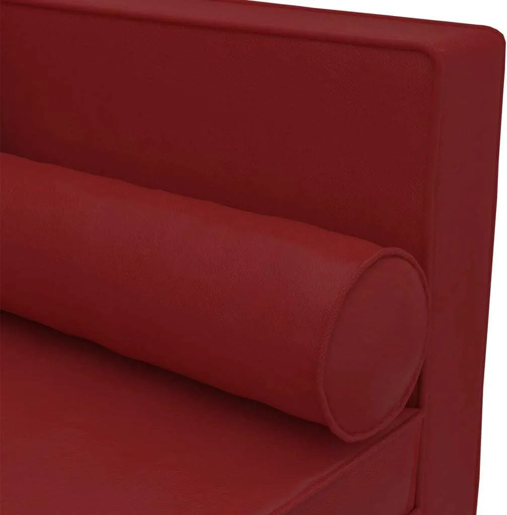 vidaXL Chaise longue similicuir rouge vin avec coussin design