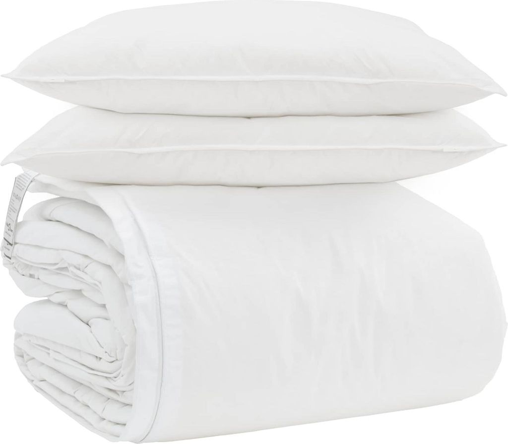 vidaXL Bettdecken Set mit Kissen 3 pcs Weiß Daunenfeder
